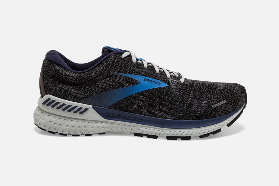 Brooks Running Shoes - Adrenaline GTS 21 Road Mens - Black/Blue - WTV-125473